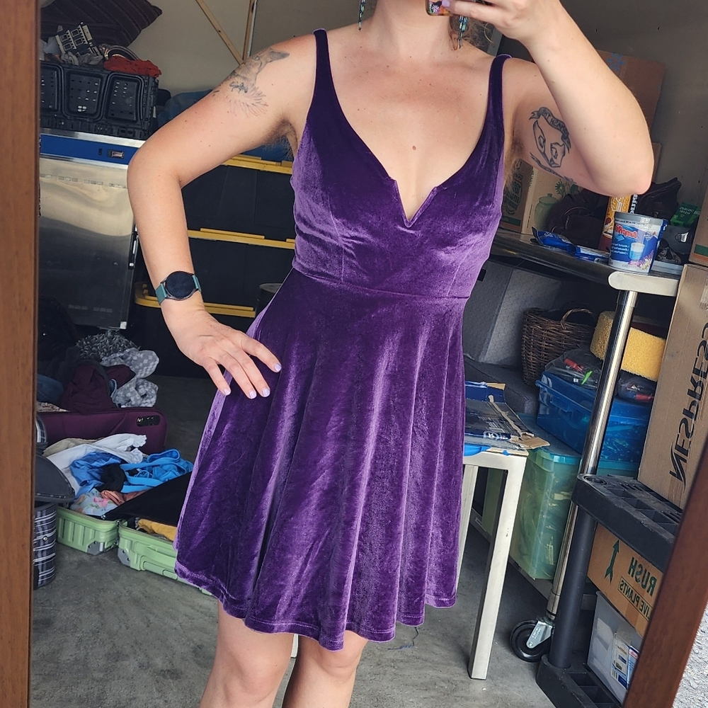 Elegant Purple Velvet Dress